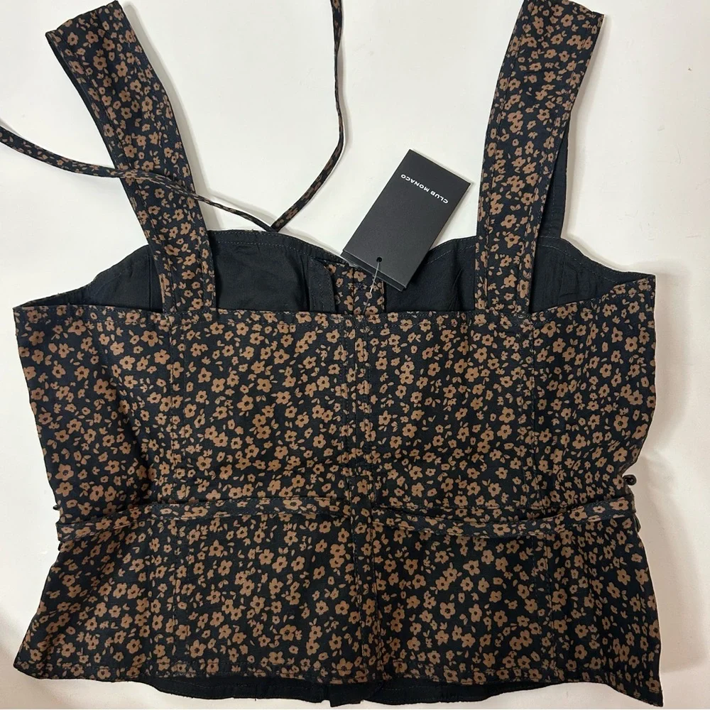 TOPS | CLUB MONACO WOMEN TIE TANK BROWN PRINT - Picture 5 of 8